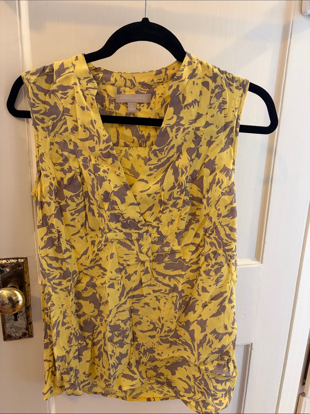 Banana Republic Yellow & Taupe Floral-Print Sleeveless Top
